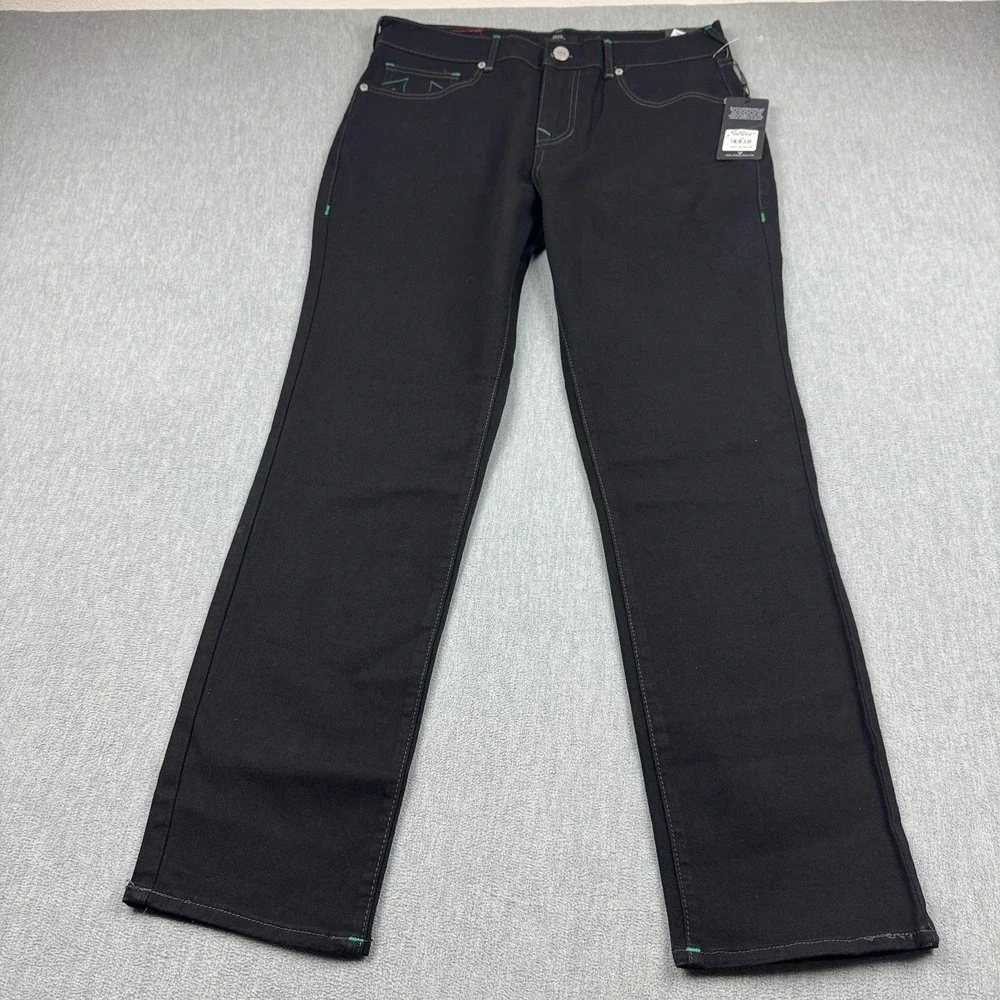 True Religion Jeans Mens 33X32 Black Rinse Denim Geno Relaxed‎ Slim Stretch NWT